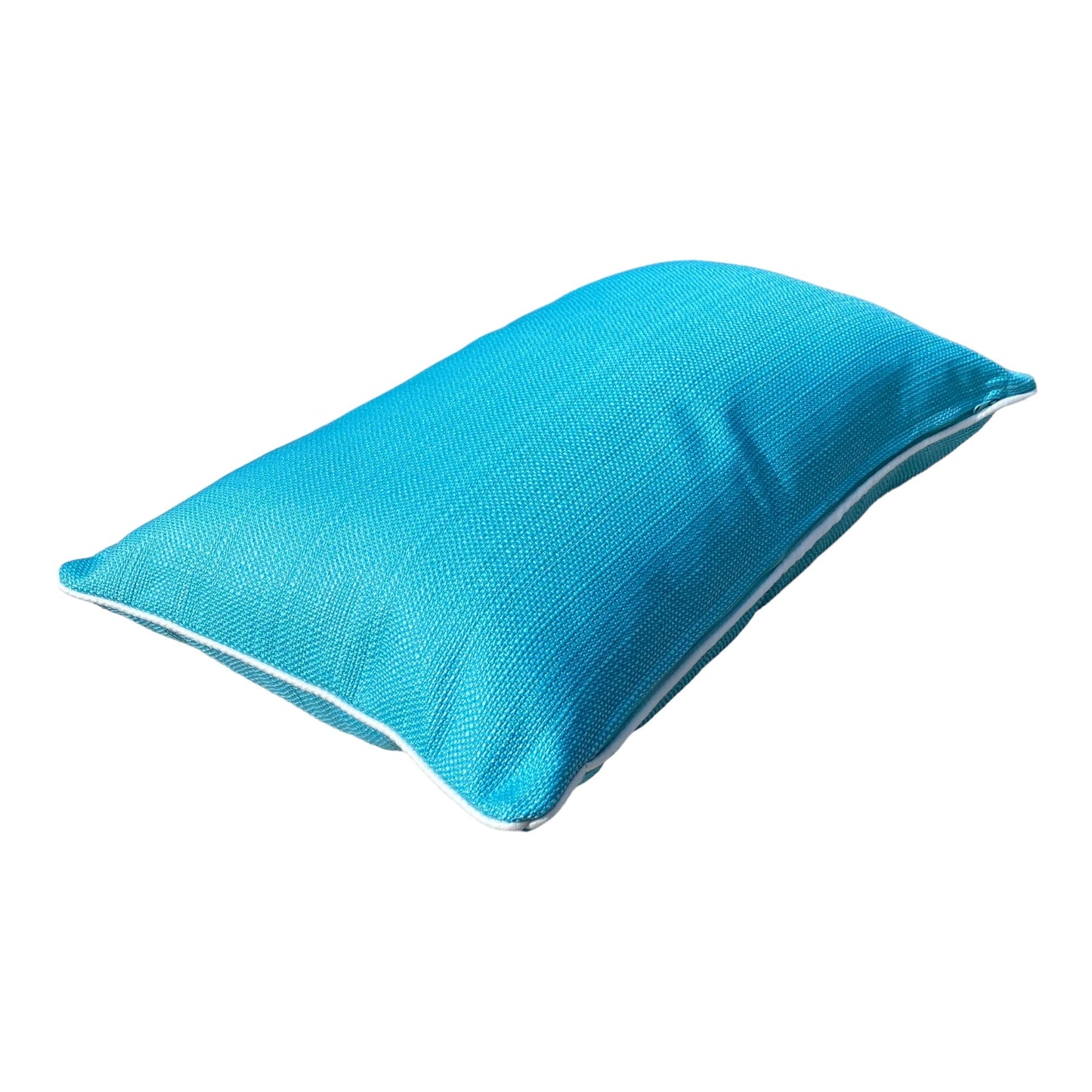 OUTDOOR KISSEN TÜRKIS MIT MUSTER ,,ELBA'' MIT KEDER WEIßOutdoor Kissen