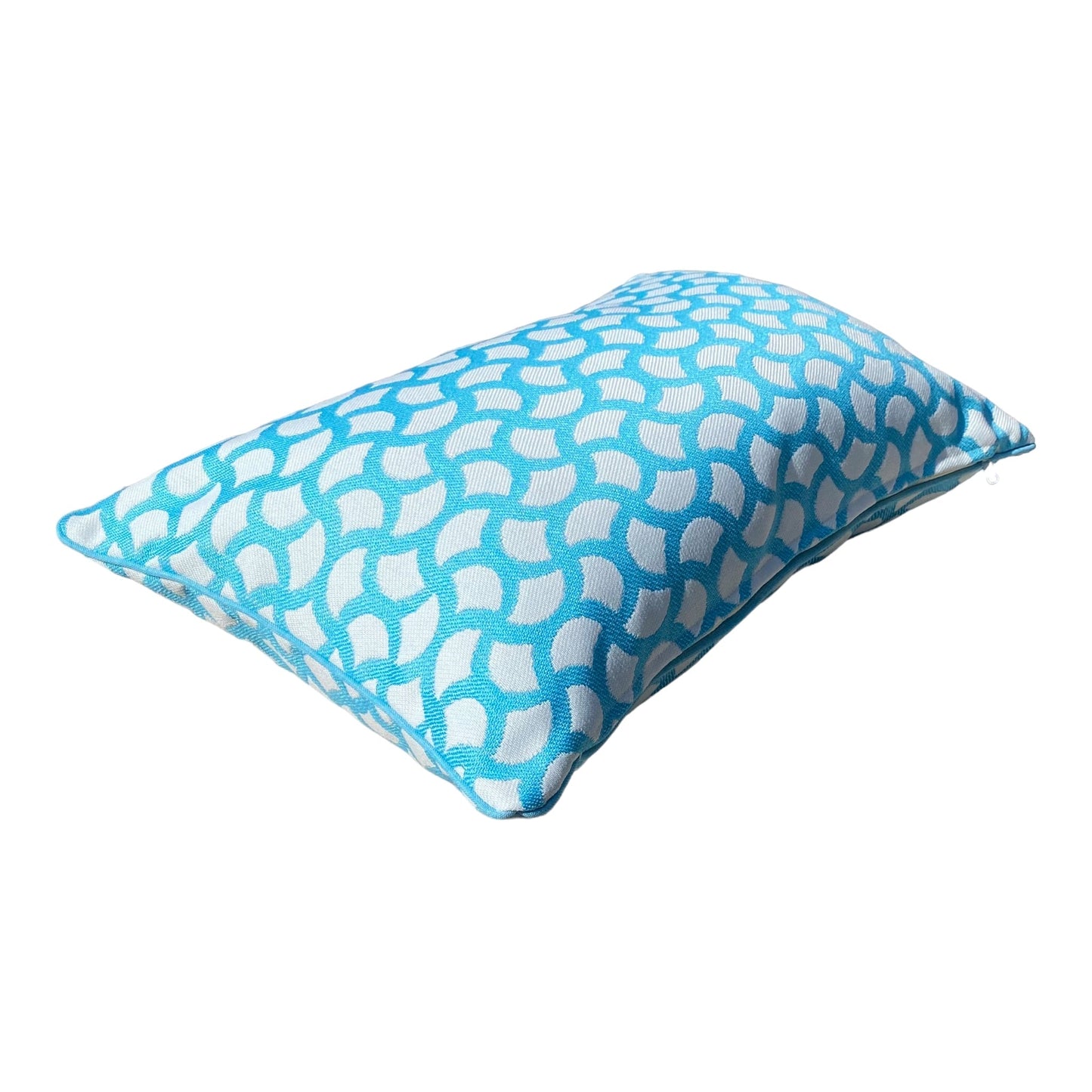 OUTDOOR KISSEN TÜRKIS MIT MUSTER ,,RHODOS'' MIT KEDEROutdoor Kissen