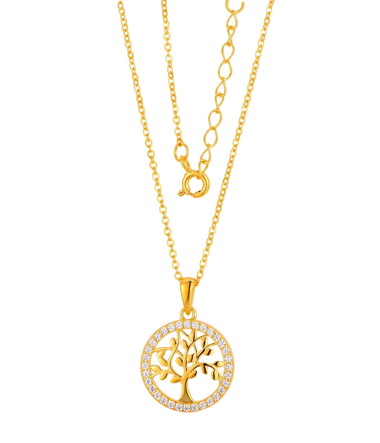KETTE & ANHÄNGER LEUVEN- 18K VERGOLDET, MIT ZIRKONIA