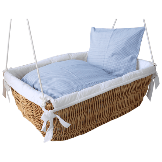 Baby Hängekorb Blau - Babywiege zum Aufhängen, 100% BaumwolleHängekorb
