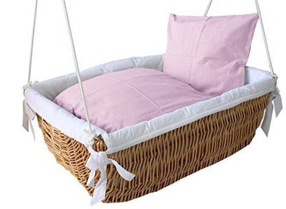 Baby Hängekorb Rosa - Babywiege zum Aufhängen, 100% Baumwolle mit extra Feder