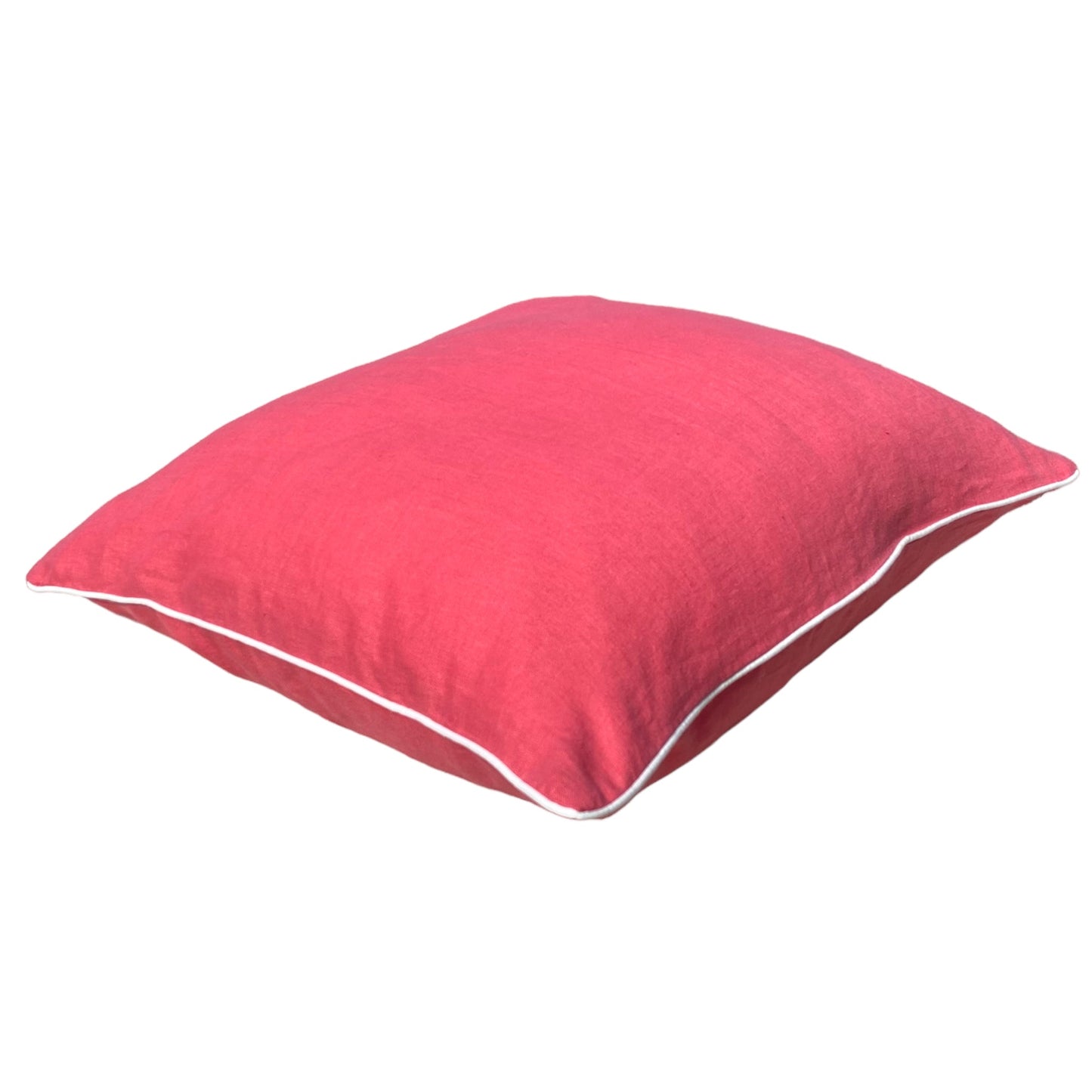 Leinen Kissen Koralle Rot mit Keder für Sofa, Bett und WohnbereichLeinen