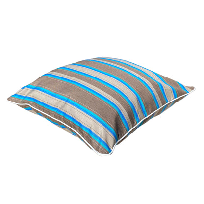 OUTDOOR KISSEN BLAU BRAUN GESTREIFT MIT MUSTER ,,BARBADOS'' MIT KEDEROutdoor Kissen